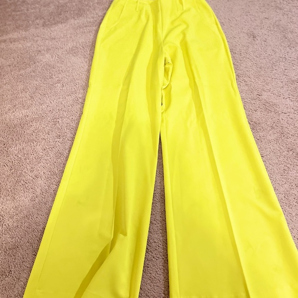Pre-owned Hanifa Jade Lime Green Wide Leg Pants - Large - Picture 2 of 4